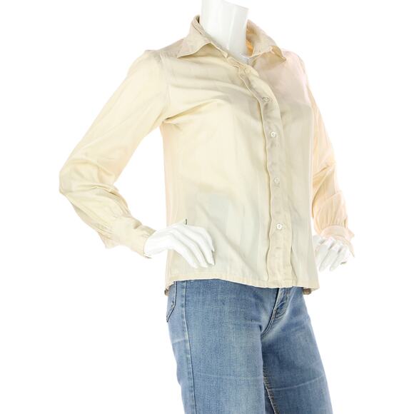 Vintage Ruth Matthews Beige Striped Cottagecore Blouse Shirt - Picture 2 of 5